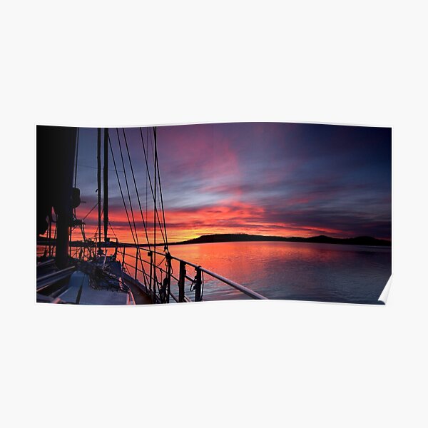 Crimson Sunrise waterscape image Poster