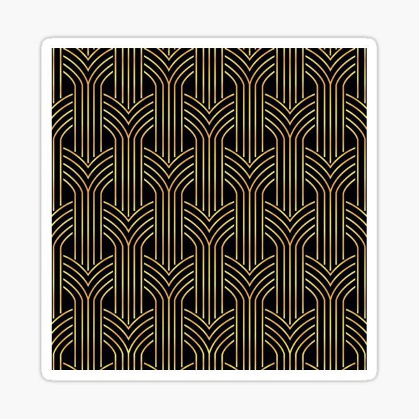 Art deco,gold,black,chic,elegant,1020's,great the Gatsby,pattern,retro,vintage, beautiful,scale,shaped,decor,decorative,contemporary,style,stylish Sticker