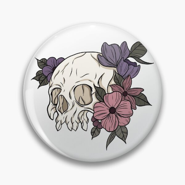 Item preview, Aesthetic Gothic skull with purple flowers designed and sold by MadaFaCose.