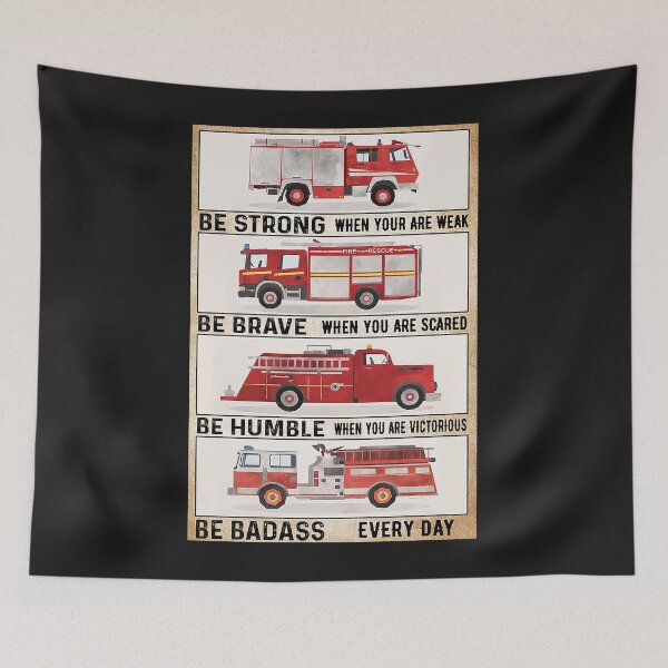 Item preview, Be Strong Be Brave Be Humble Be Badass Firefighter Car Poster designed and sold by kathrynlice.