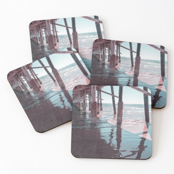 Item preview, Silky Shadows in Mint Green and Pink - Californian Cool Under the Newport Beach Pier designed and sold by Georgia Mizuleva.