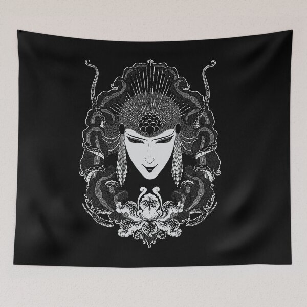 Item preview, Vintage Art Nouveau, Art Deco, Aubrey Beardsley, female, gothic style, mask design designed and sold by Proverbial Wisdom Design.