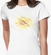 Real eyes, realize, real fries. Women's Fitted T-Shirt