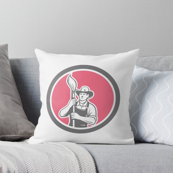 Item preview, House Painter Holding Paintbrush Circle Retro designed and sold by patrimonio.