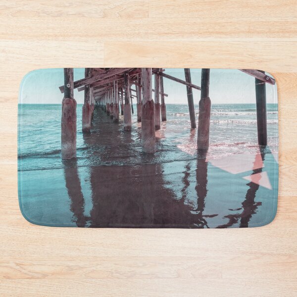 Item preview, Silky Shadows in Mint Green and Pink - Californian Cool Under the Newport Beach Pier designed and sold by Georgia Mizuleva.
