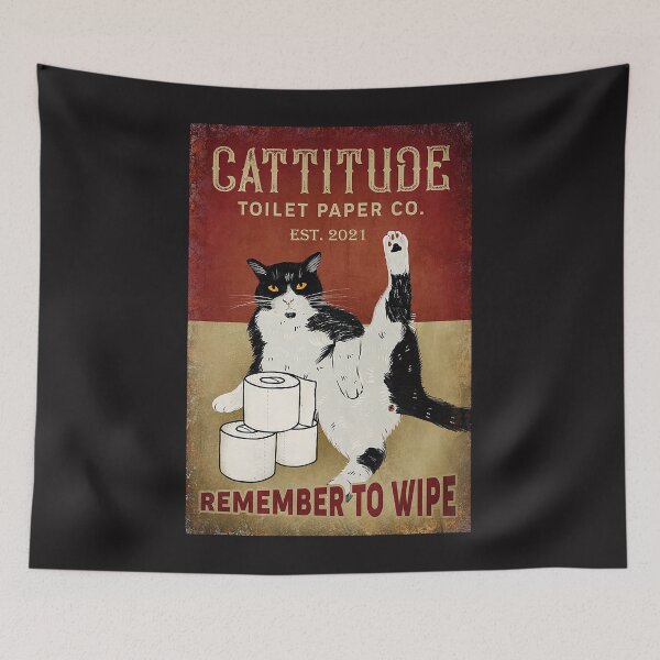 Item preview, Cattitude Toilet Paper Remenber To Wipe Black Cat Poster designed and sold by barbaraschumach.