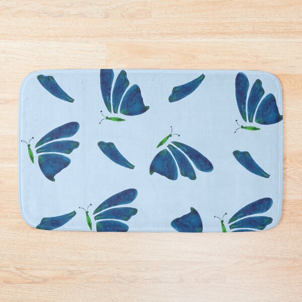 Item preview, Butterfly Garden Gouache Painting in Baby Blue designed and sold by NAYANA S KUMAR.