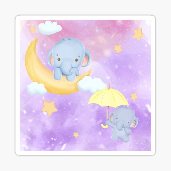 Item preview, Cute Baby Elephants Hanging From The Moon designed and sold by Trinket-Trickster.