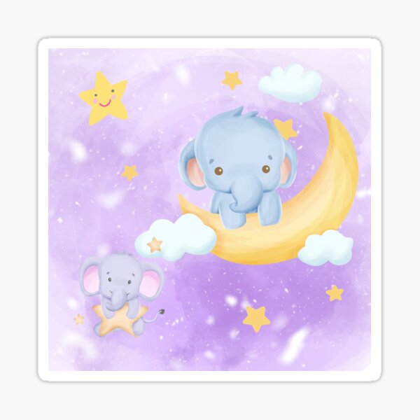 Item preview, Cute Baby Elephants Hanging From The Moon and Stars designed and sold by Trinket-Trickster.