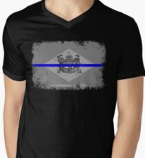 Blue Line Delaware State Flag Men's V-Neck T-Shirt
