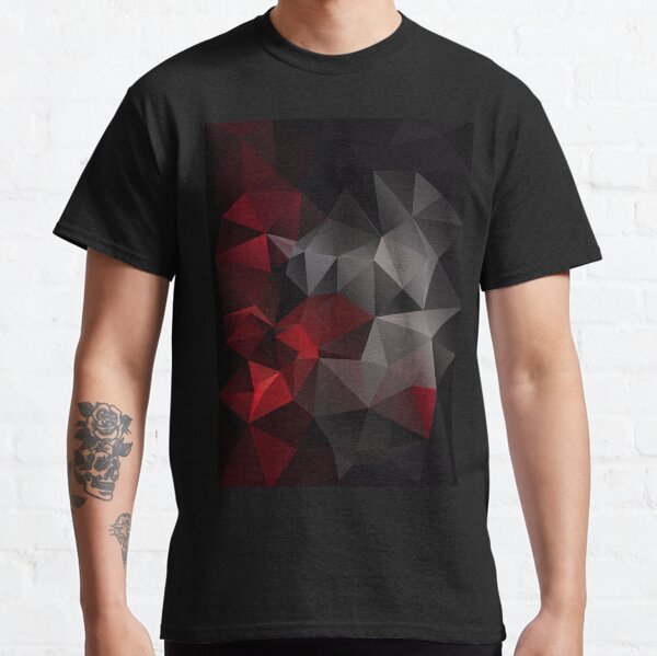 Abstract background of triangles polygon wallpaper in black red colors 2 Classic T-Shirt