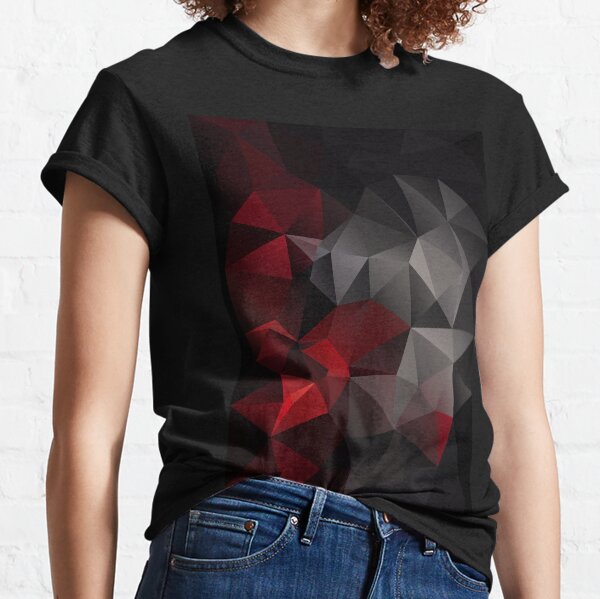 Abstract background of triangles polygon wallpaper in black red colors 2 Classic T-Shirt