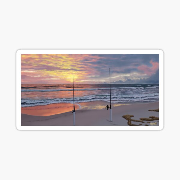 Sunrise Beach Fishing Sticker