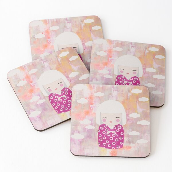 Item preview, Pink Japanese Zen Yoga Kokeshi Doll designed and sold by kmycesart.