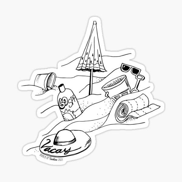 Beach Day - Linework Summer Items Tossed in the Sand Sticker