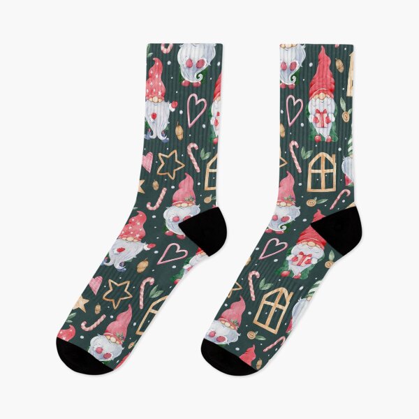 Item preview, Watercolor Christmas gnome pattern. Cute gnomes in red and green hats. designed and sold by AnnaKonchits.