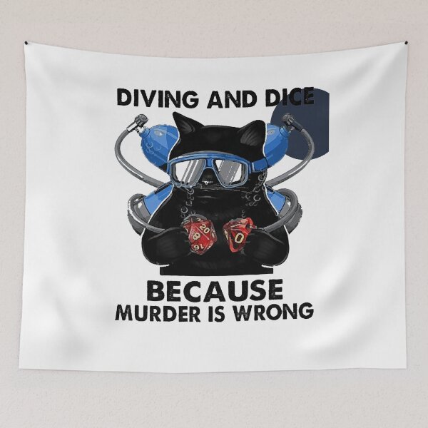 Item preview, BLACK CAT DIVING AND DICE BECAUSE MURDER IS WRONG SHIRT designed and sold by RobBengi24.