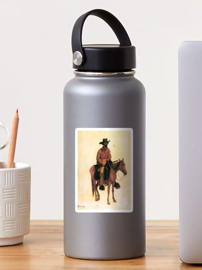 Thumbnail 1 of 3, Sticker, 'Trapper' by Bierstadt (Reprint) designed and sold by RozAbellera.