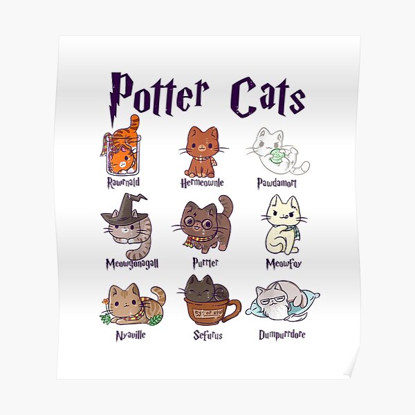 P Ster Potter Cats Lindo Regalo De Gatito De Harry Pawter Para Ni As De Oscarrtillman Redbubble