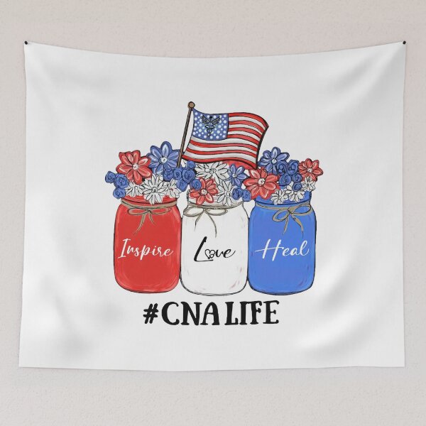 Item preview, Inspire Love Heal Nurse CNA Life American Flag designed and sold by AlisonWalsh24.