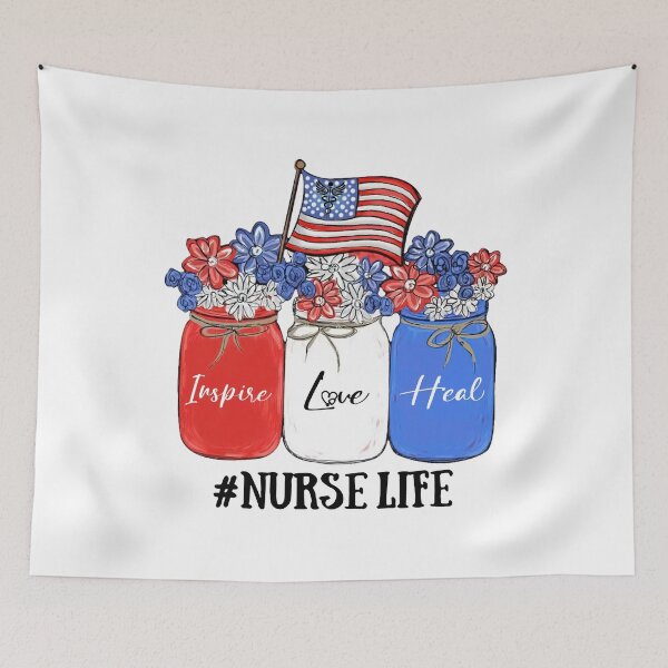 Item preview, Inspire Love Heal Nurse Life American Flag designed and sold by AlisonWalsh24.