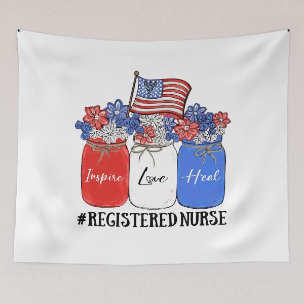 Item preview, Inspire Love Heal Registered Nurse American Flag designed and sold by AlisonWalsh24.