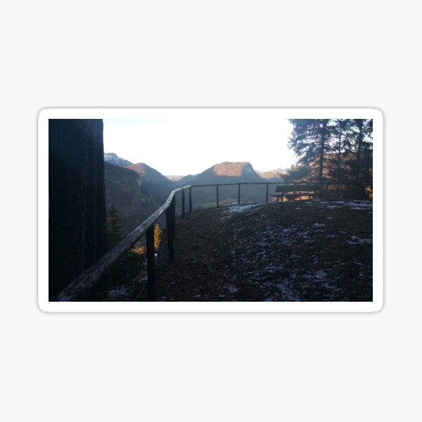 Item preview, Berchtesgaden, Germany: What remains of the Mooslahnerkopf; tea house in the Obersalzberg visited daily by Hitler. Wooden parapet and bench. Sunny and cold winter morning with snow designed and sold by Maurizio Fabbroni.