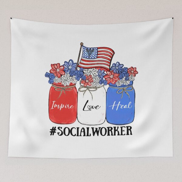 Item preview, Inspire Love Heal Nurse Social Worker American Flag designed and sold by AlisonWalsh24.