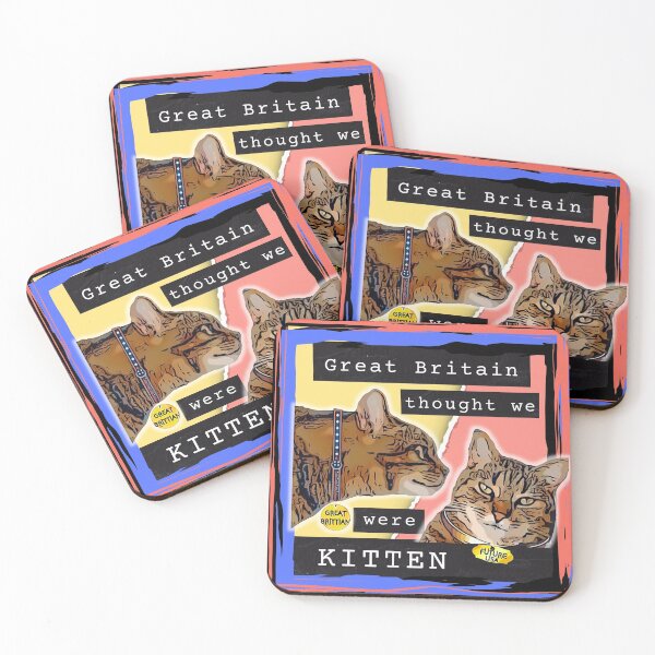 Item preview, Colorful Funny July 4 Cats, Great Britain Modern Sarcastic British Rule Humor, Kitties designed and sold by PeriodicLabel.