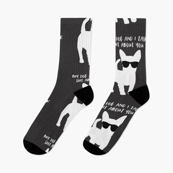 Item preview, MY DOG AND I TALK SHIT ABOUT YOU Black And White Corgi Wearing Sunglasses designed and sold by sunnyxvibesss.