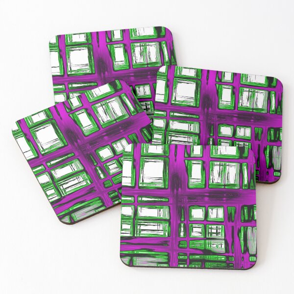 Item preview, Abstract window pattern, rectangular geometric pattern, purple, lime green, black, white designed and sold by Nostrathomas66.