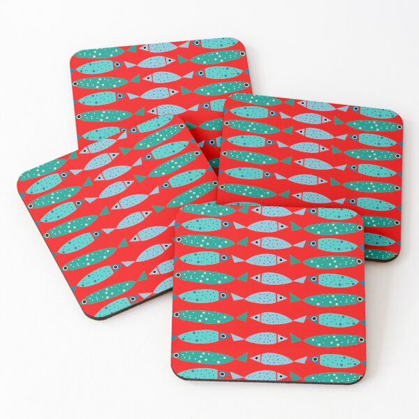 Item preview,  Cute Swimming Fish Pattern Red and Teal  designed and sold by Playful Pixel Designs.