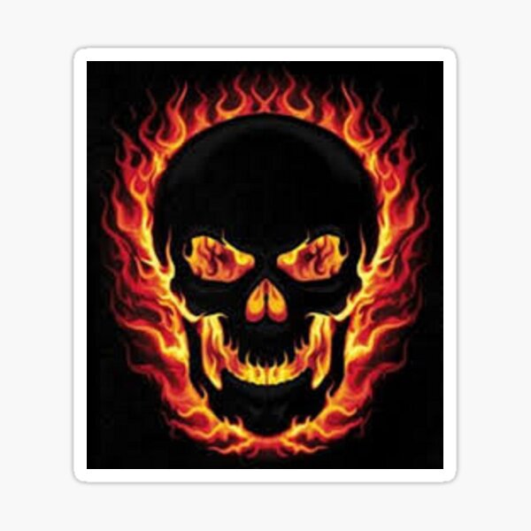 Flaming Skull Sticker