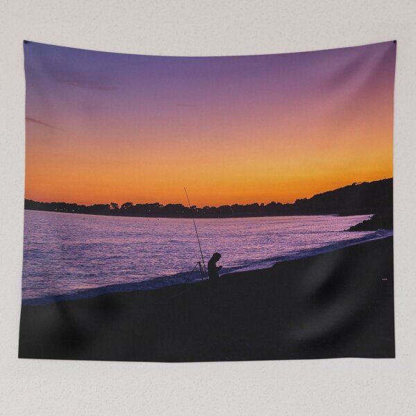 Item preview, Captivating Fisherman's Silhouette at Sunset - Coastal Photography designed and sold by ShutterStudios.