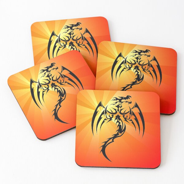 Item preview, dragon flying with sunburst in backround, lineart dragon with orange backround, fierce dragon, fire breathing dragon. dragon tatoo designed and sold by Nostrathomas66.