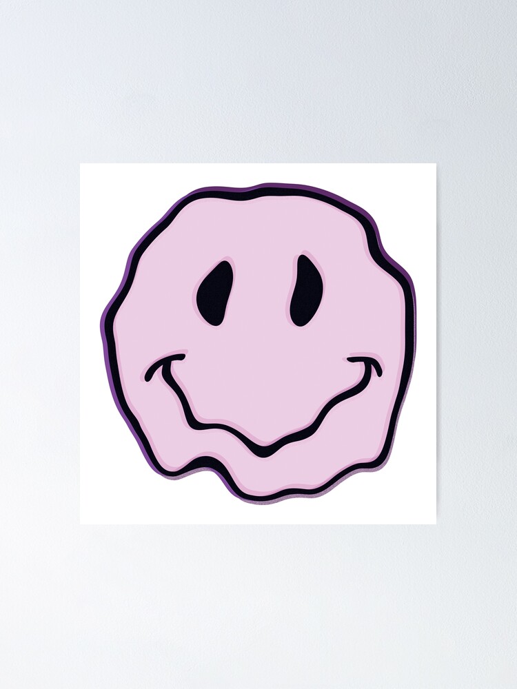 Pastel Purple Dripping Smiley Water Bottle