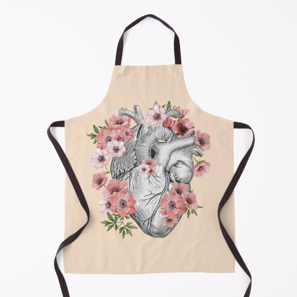 Item preview, Human heart and anemones, anatomy illustration art, drawing of human heart with flowers designed and sold by Collagedream.