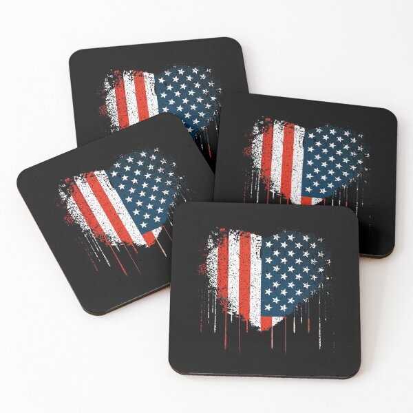 Item preview, US Flag Heart Shaped Vintage Dripping Red White and Blue designed and sold by Darcy777.
