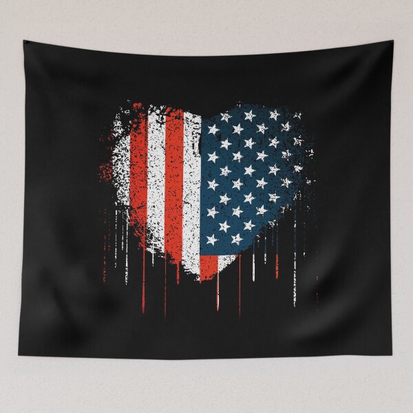 Item preview, US Flag Heart Shaped Vintage Dripping Red White and Blue designed and sold by Darcy777.