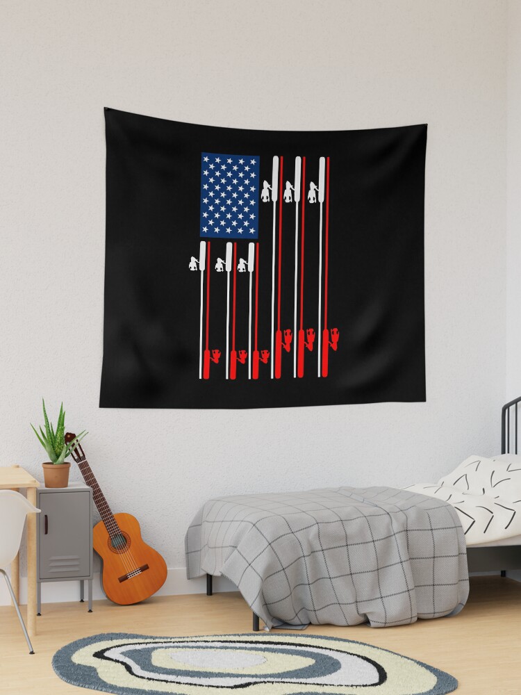Fishing rod American Flag Tapestry for Sale by Apoorv Choudhary