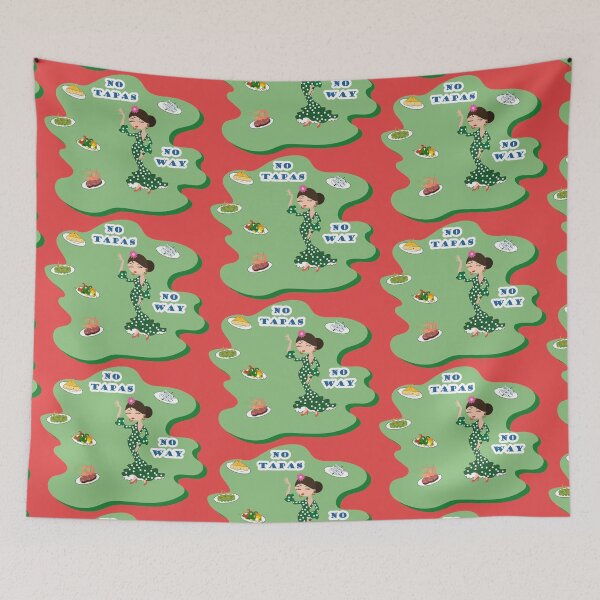 Item preview, No tapas no way. Drawing with a flamenco dancer and Tapas of Spanish food. designed and sold by Martapp.