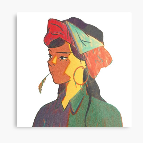 Girl with a colourful scarf  Metal Print