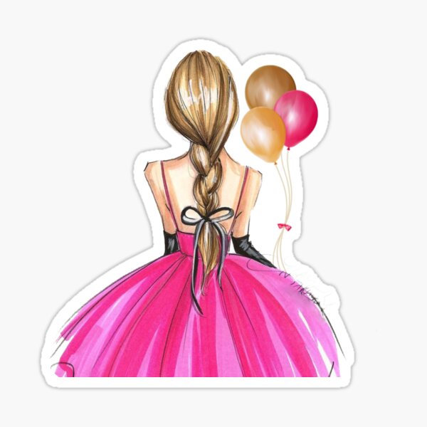 Item preview, birthday girl drawing designed and sold by aloha-designs.