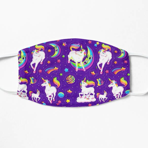 Y2k aesthetics unicorn moon purple pattern Flat Mask