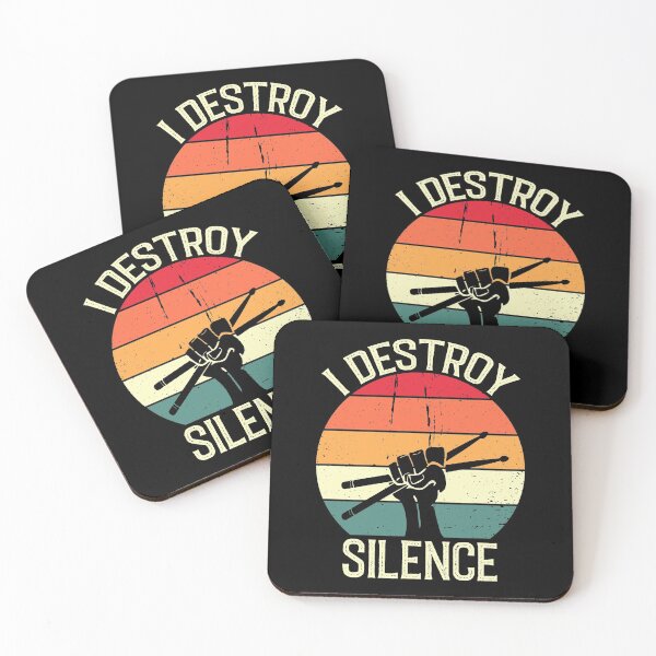 Item preview, I Destroy Silence Vintage Retro Drummer Gift Percussion Lover designed and sold by Creative Angel.