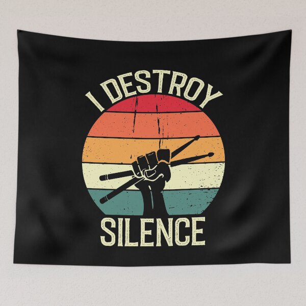 Item preview, I Destroy Silence Vintage Retro Drummer Gift Percussion Lover designed and sold by Creative Angel.