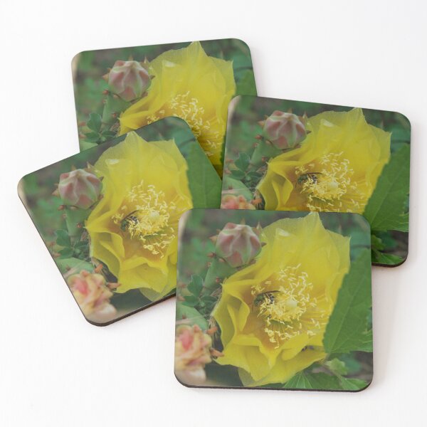 Item preview, Yellow Cactus Flower with a Green New York Sweat Bee in it designed and sold by Hether McCuistion.