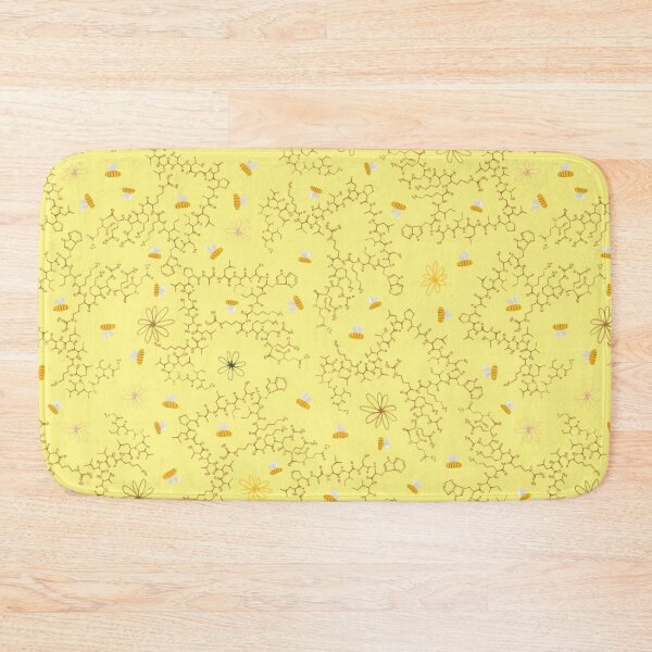 Item preview, Cute Bees, Flowers, and Melittin Molecules in Watercolor On Bright Yellow designed and sold by fogoosherie.