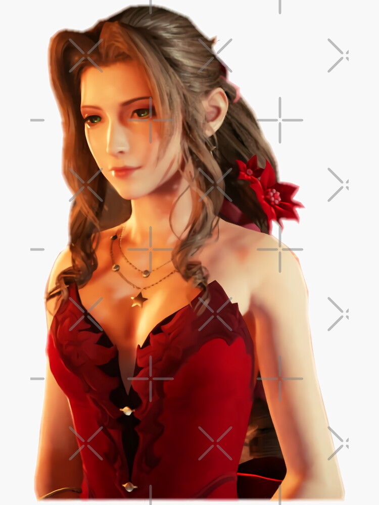 Aerith Red Dress Final Fantasy VII Remake Sticker For Sale By   Bg,f8f8f8 Flat,750x,075,f Pad,750x1000,f8f8f8 