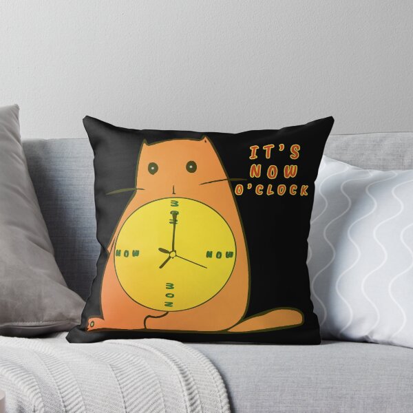 Item preview, It's Now o'clock, be present and stop overthinking kitty holding clock designed and sold by twobillion.